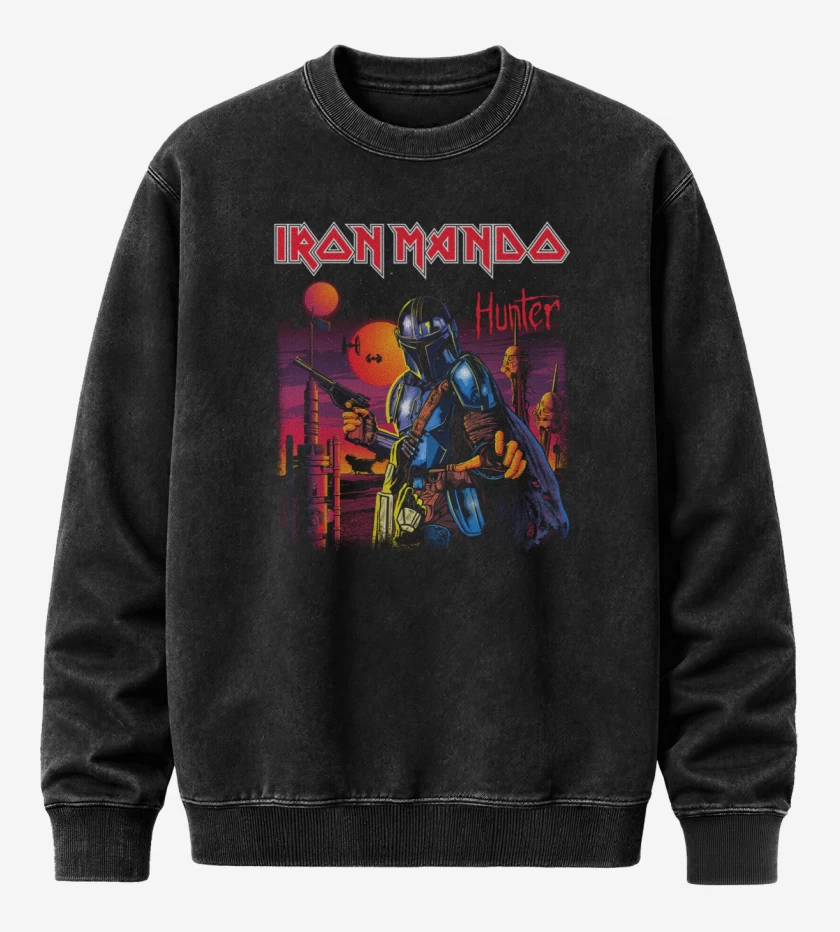 Poleron Polo Acid Wash Negro de Iron mando