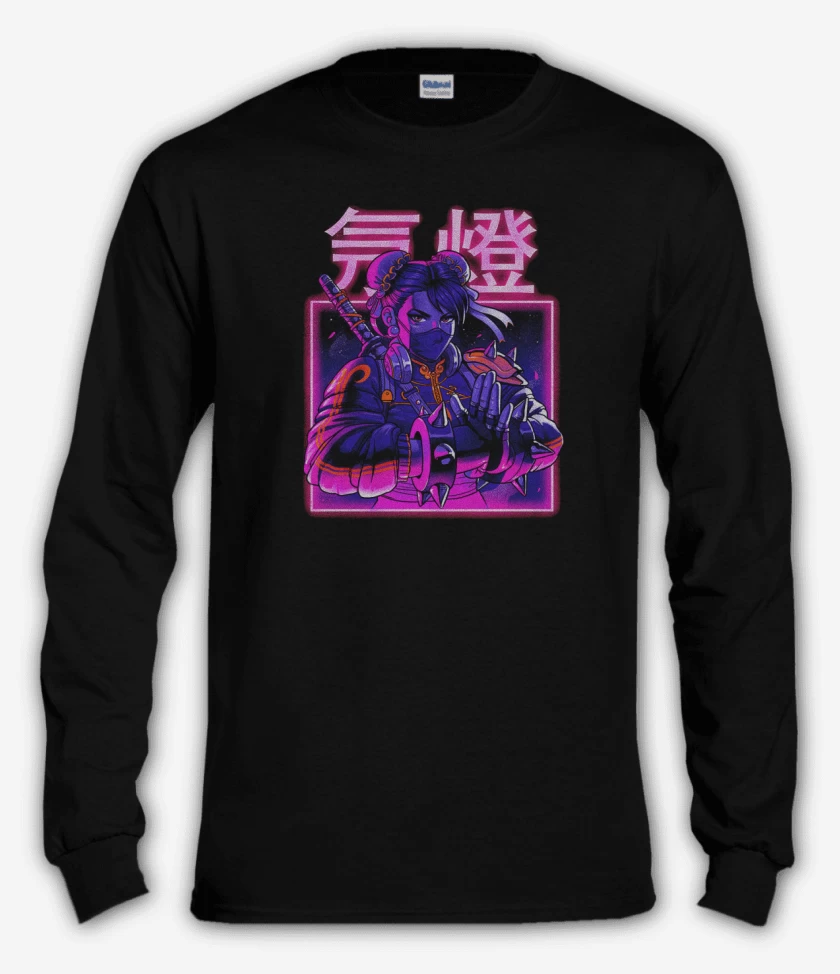 Polera manga larga Negro de Chun-Li