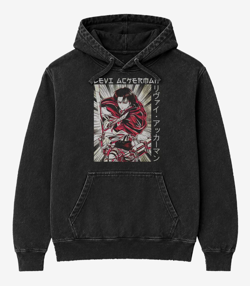 Poleron Canguro Acid Wash Negro de Levi 2