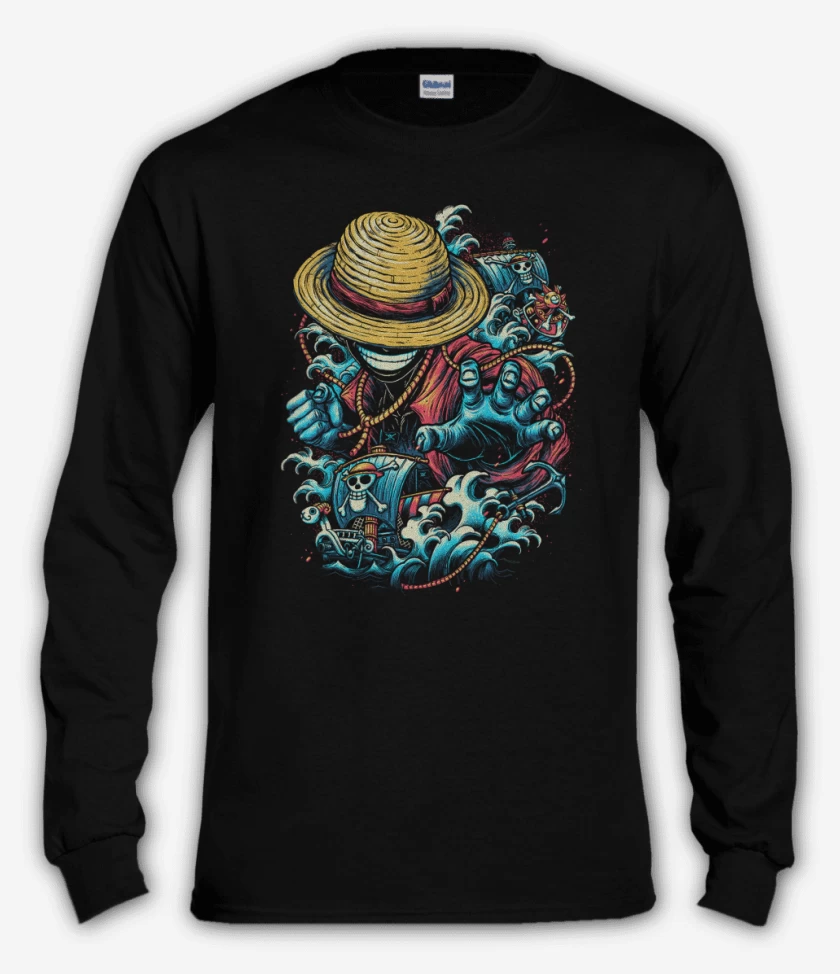 Polera manga larga Negro de El luffy