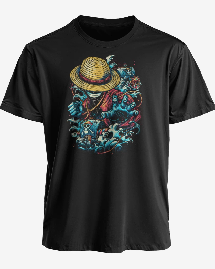 Polera premium Negro de El luffy