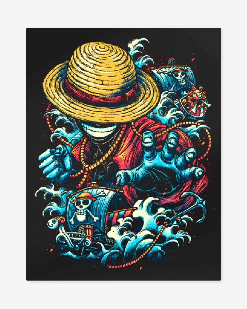 Print metalico Negro de El luffy
