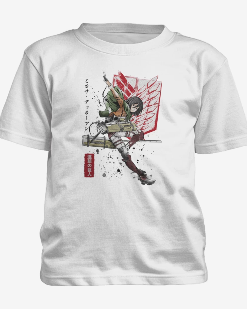 Polera de niño Blanco de Mikasa Ackerman