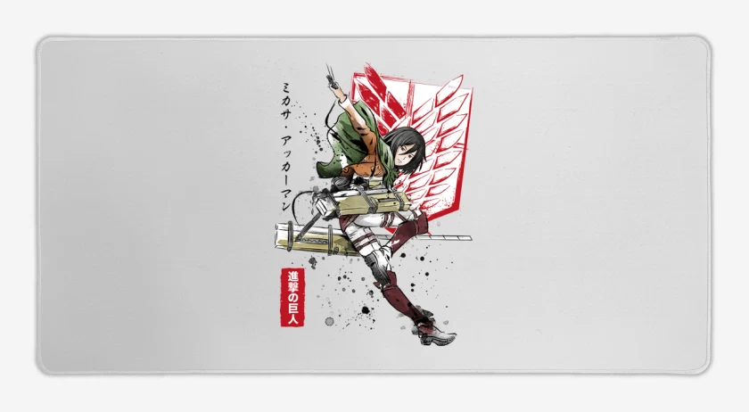 Mouse pad Gamer Blanco de Mikasa Ackerman