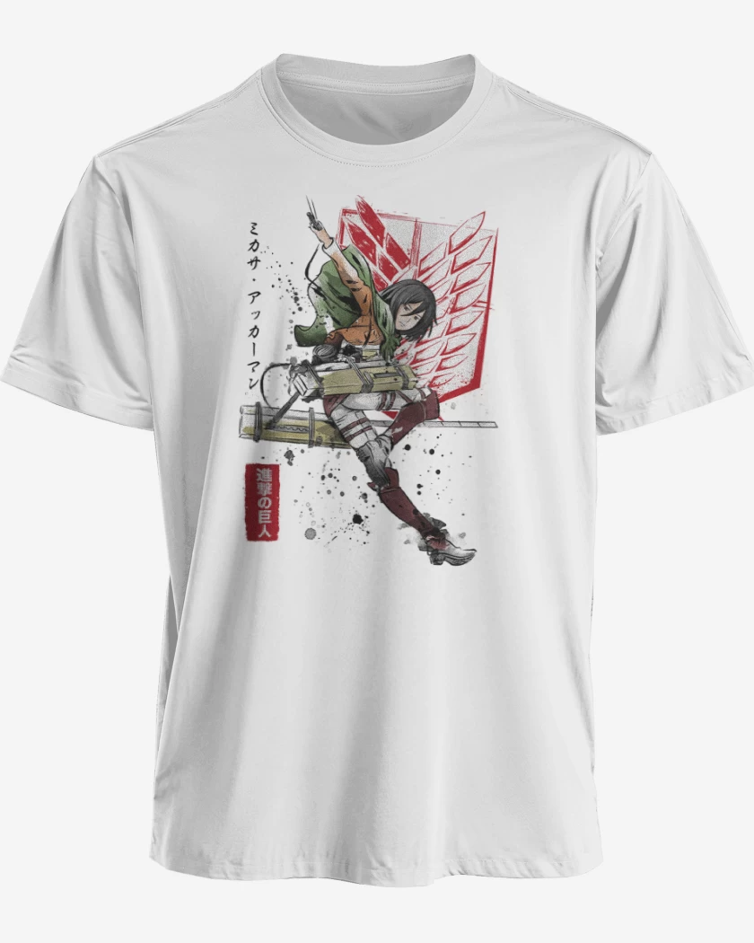 Polera premium Blanco de Mikasa Ackerman