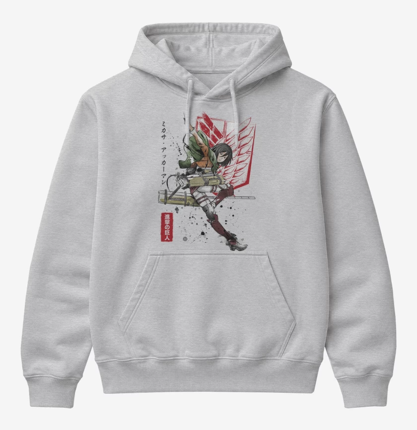 Poleron Canguro básico Gris Melange de Mikasa Ackerman