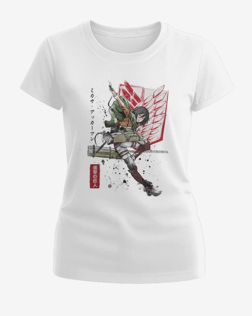 Polera de Mujer Blanco de Mikasa Ackerman