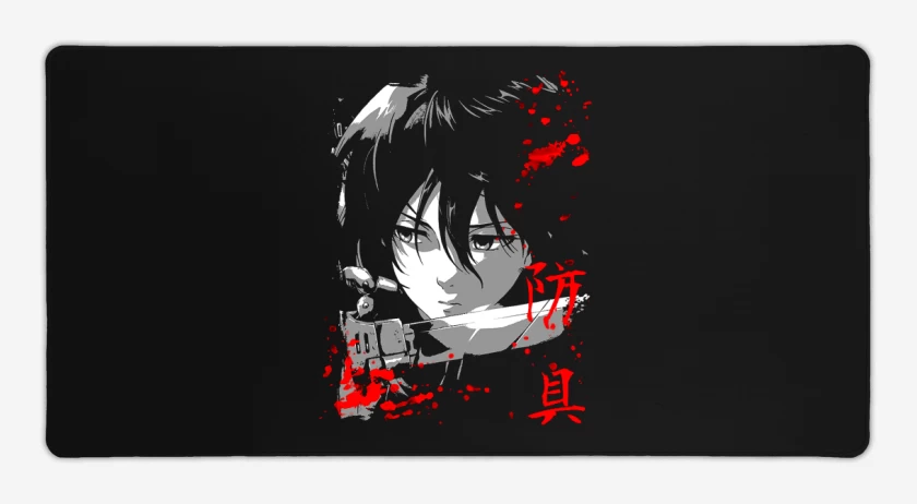 Mouse pad Gamer Negro de Mikasa Ackerman 2