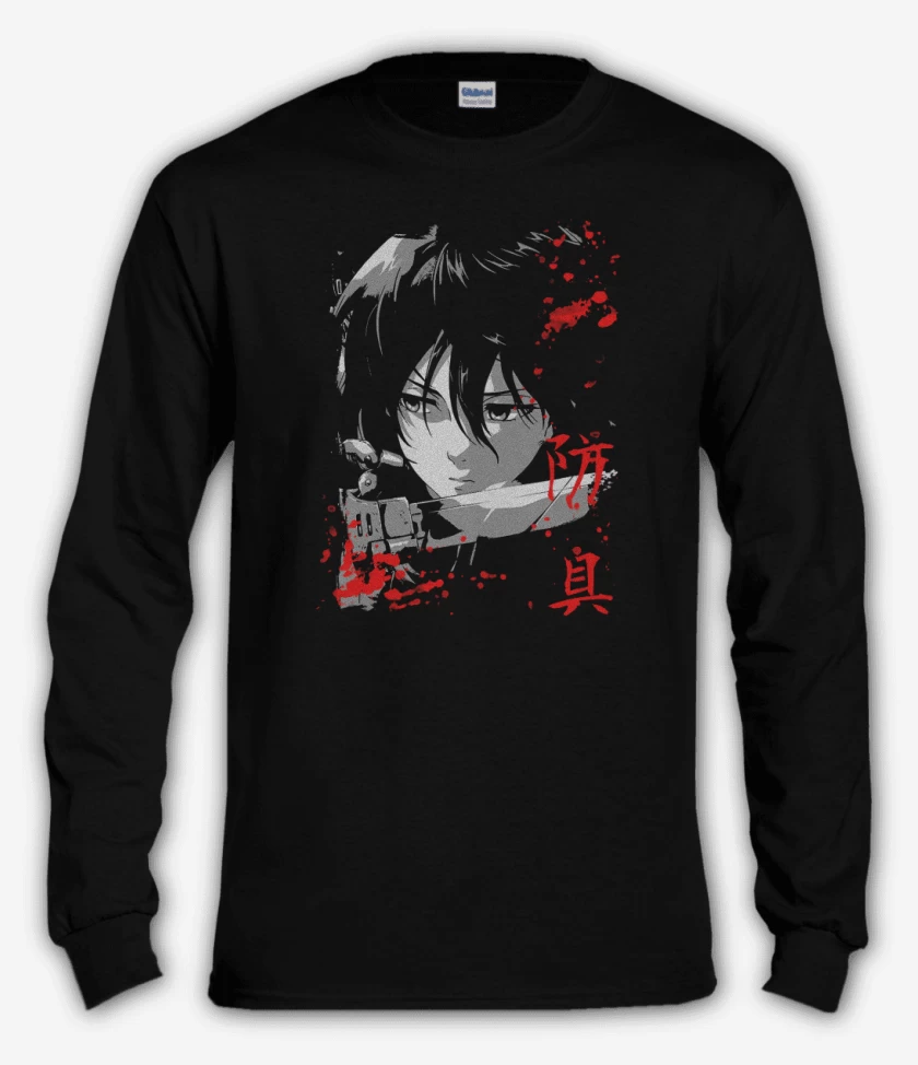 Polera manga larga Negro de Mikasa Ackerman 2
