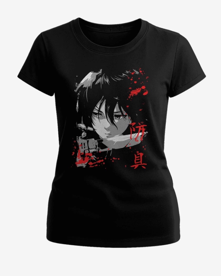 Polera de Mujer Negro de Mikasa Ackerman 2