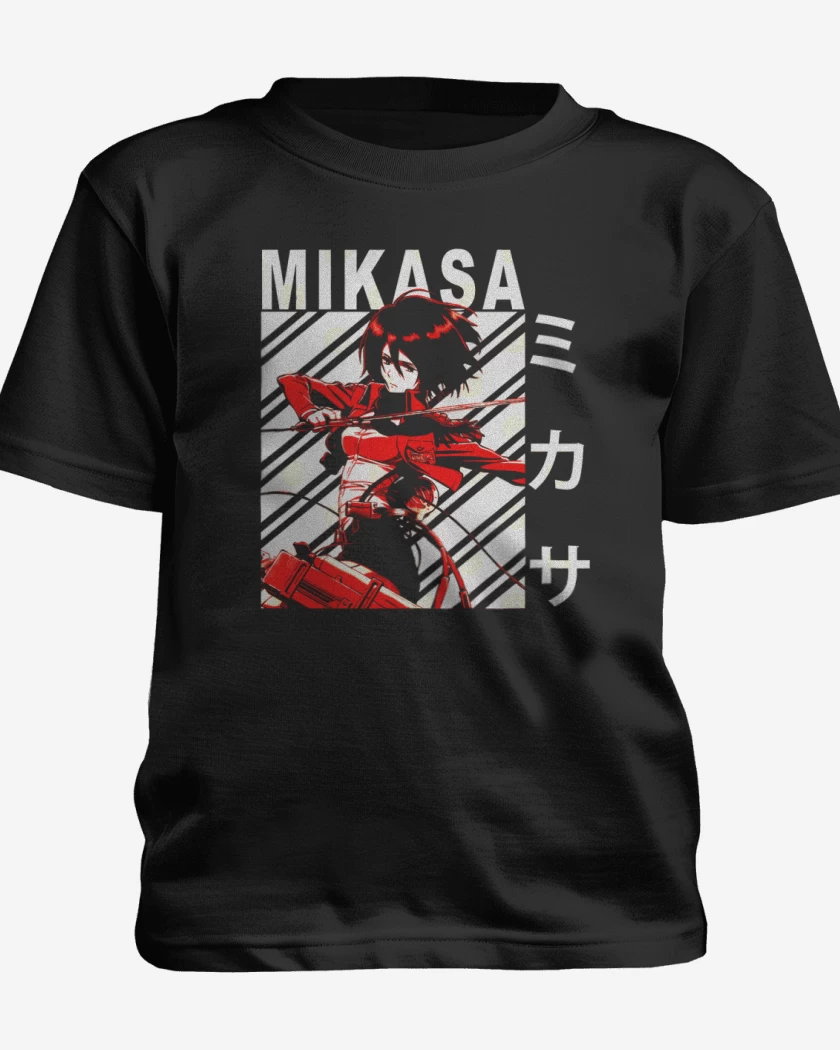 Polera de niño Negro de Mikasa Ackerman 3