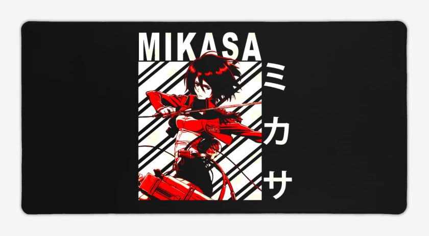 Mouse pad Gamer Negro de Mikasa Ackerman 3