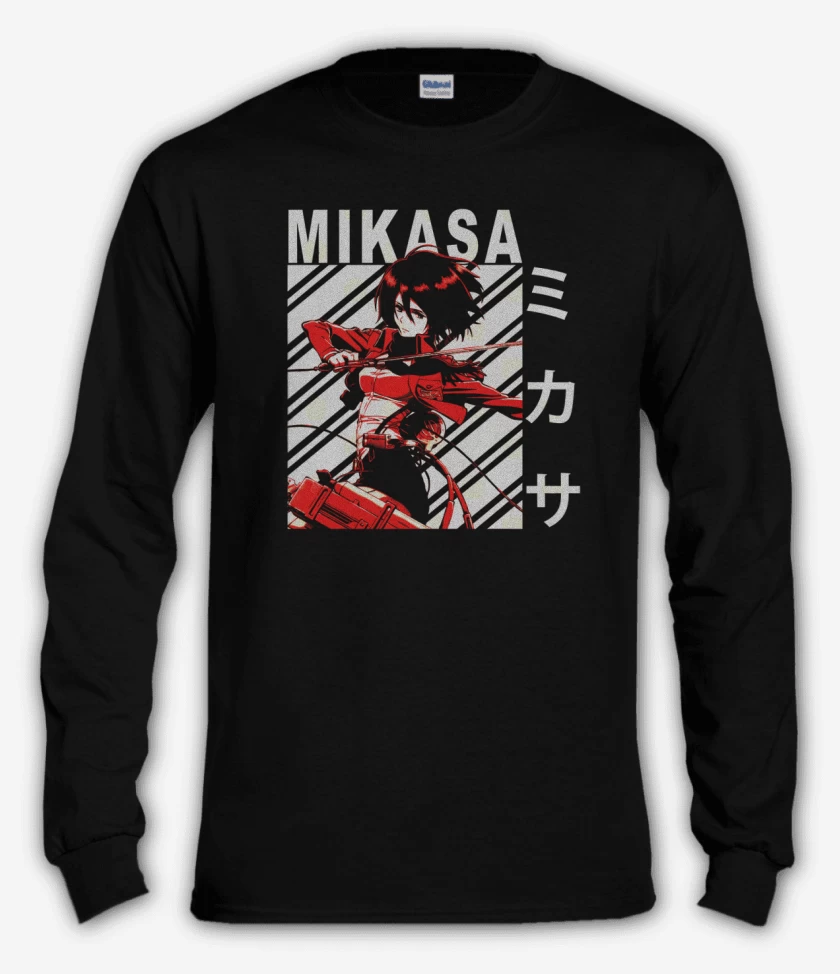 Polera manga larga Negro de Mikasa Ackerman 3