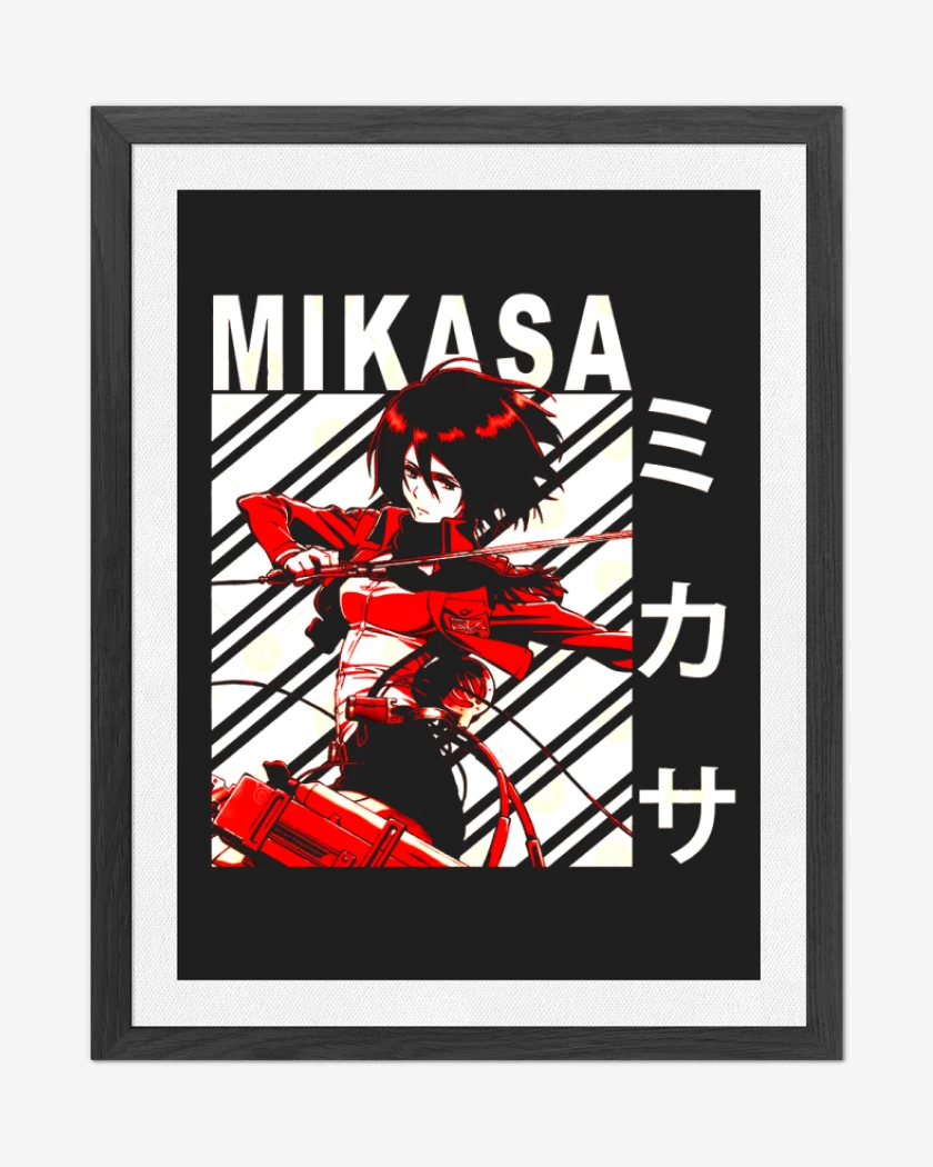 Cuadro decorativo Negro de Mikasa Ackerman 3