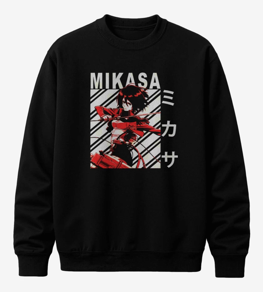 Poleron polo Negro de Mikasa Ackerman 3