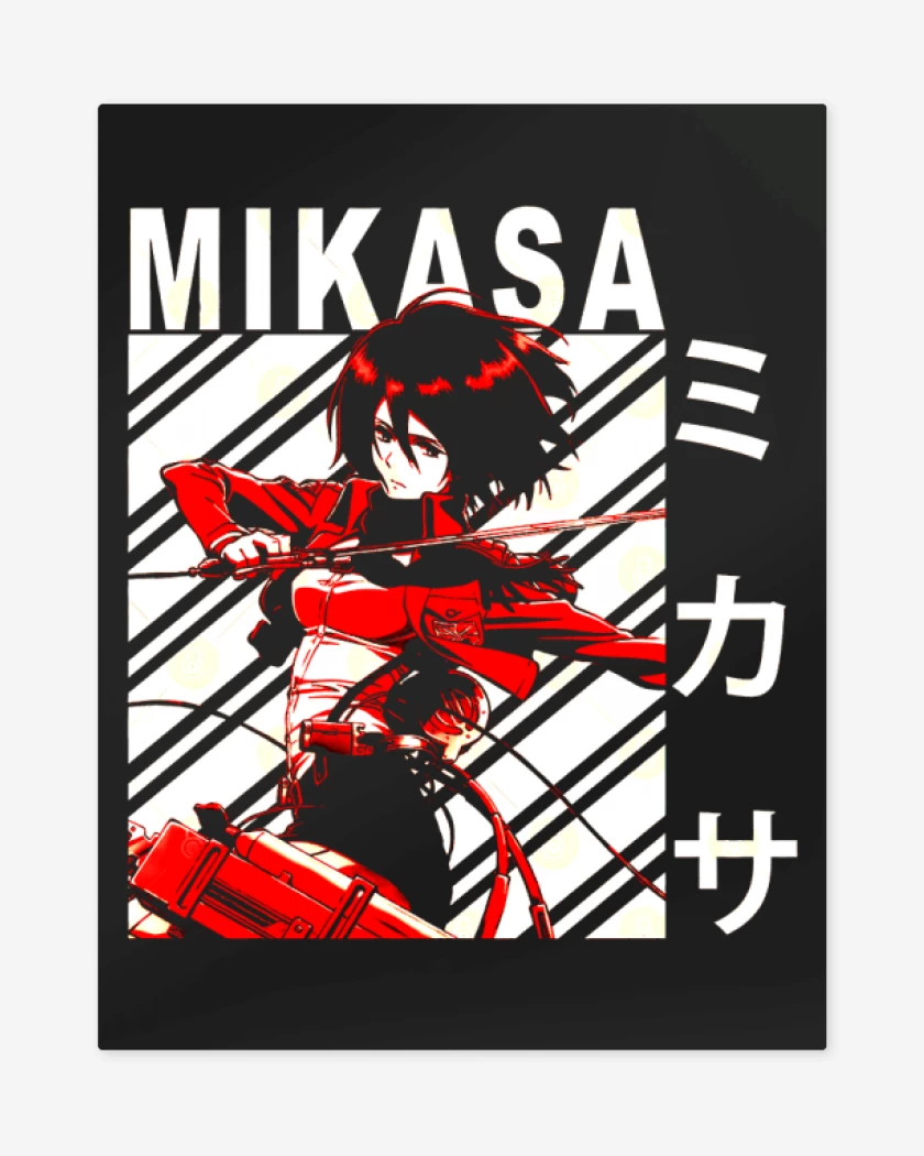 Print metalico Negro de Mikasa Ackerman 3