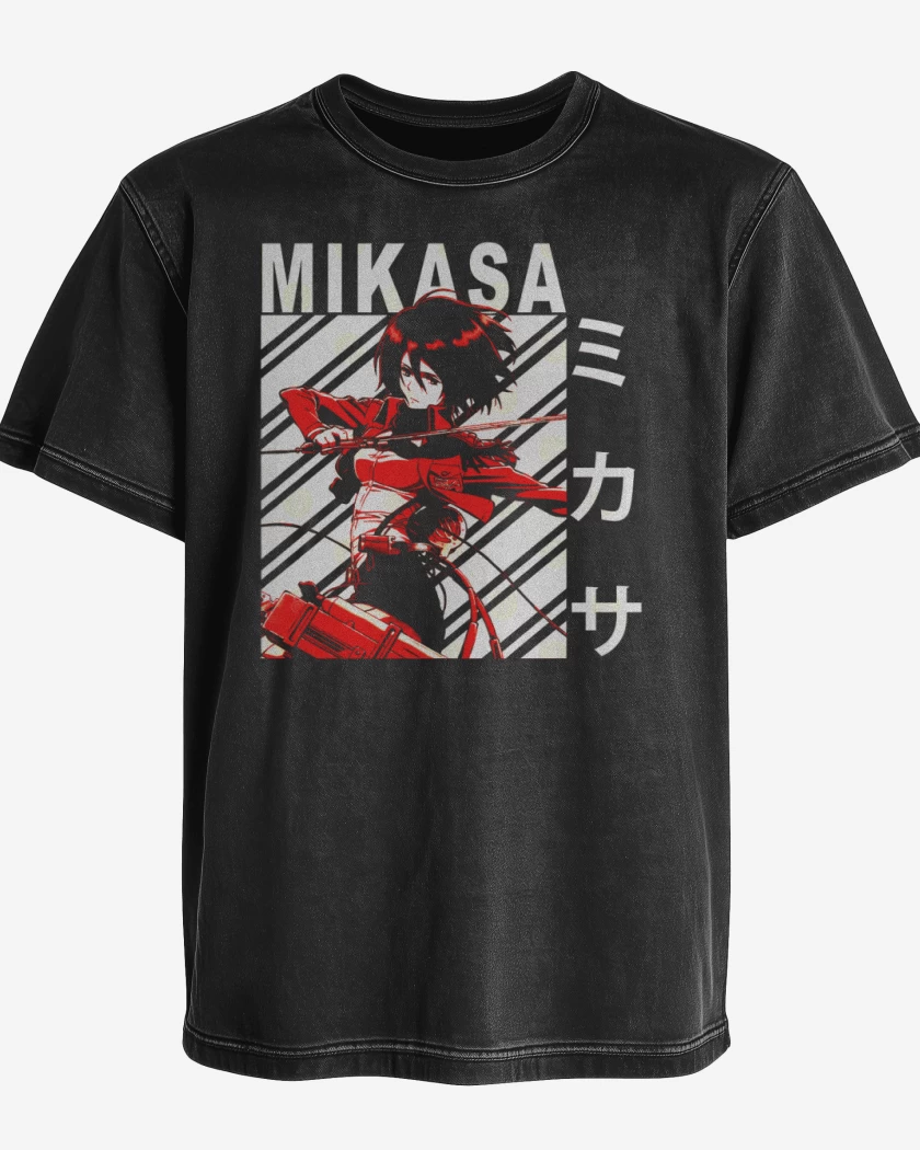 Polera desgastada Negro de Mikasa Ackerman 3