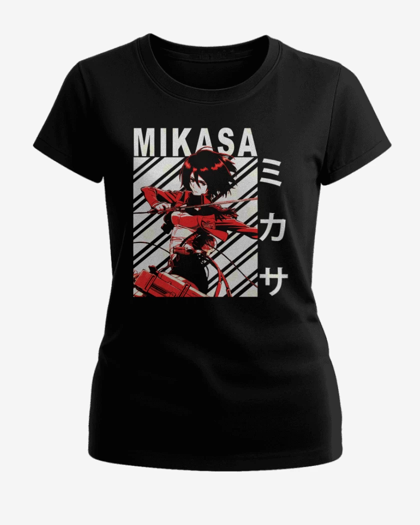 Polera de Mujer Negro de Mikasa Ackerman 3