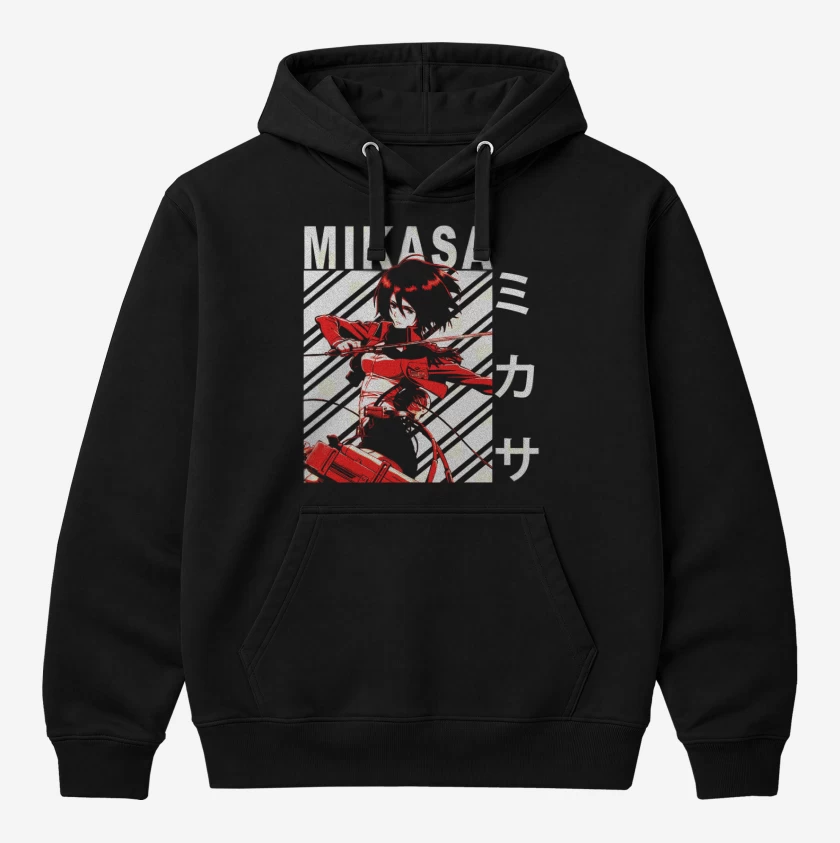 Polerón Canguro Negro de Mikasa Ackerman 3