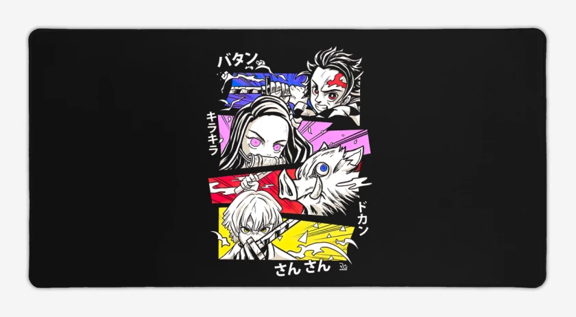 Mouse pad Gamer Negro de demon slayer
