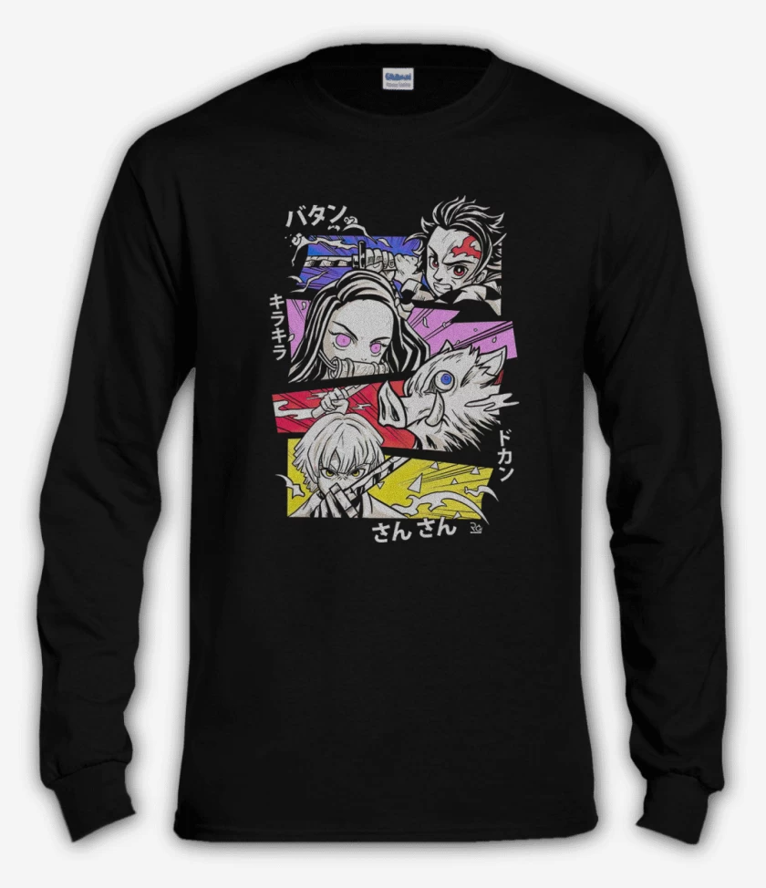 Polera manga larga Negro de demon slayer