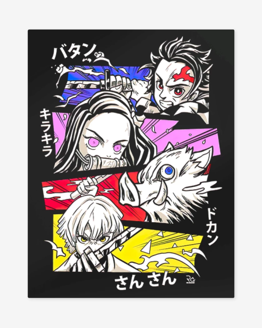 Print metalico Negro de demon slayer