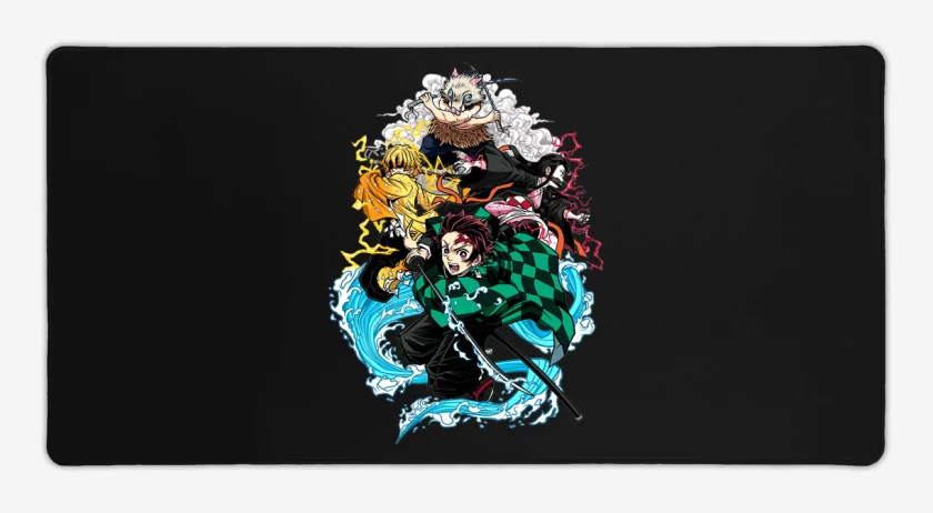 Mouse pad Gamer Negro de demon slayer 2