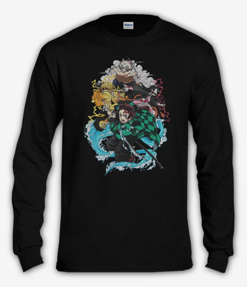 Polera manga larga Negro de demon slayer 2