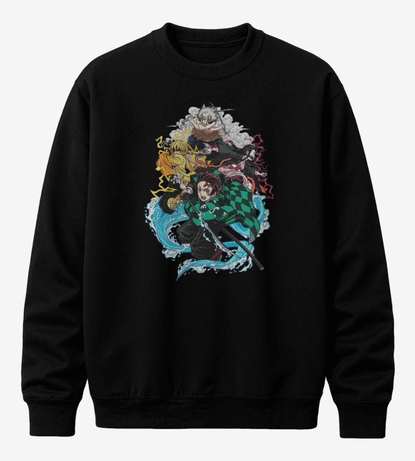 Poleron polo Negro de demon slayer 2