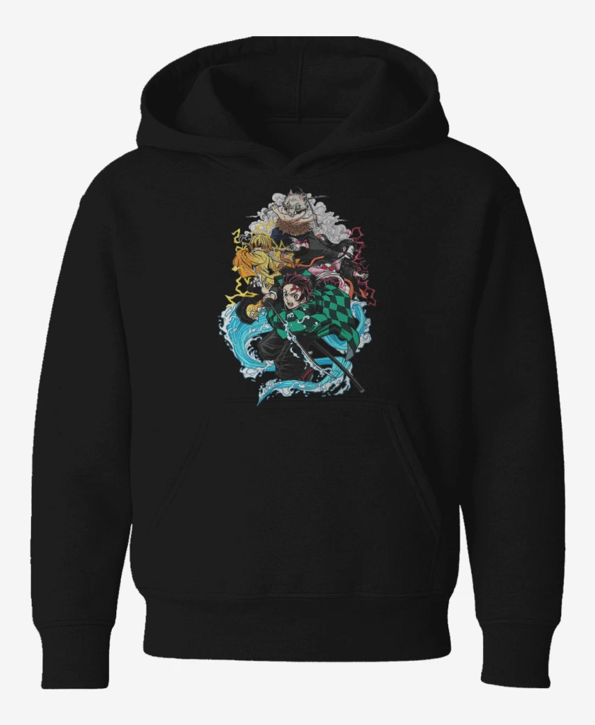 Poleron de niño Negro de demon slayer 2