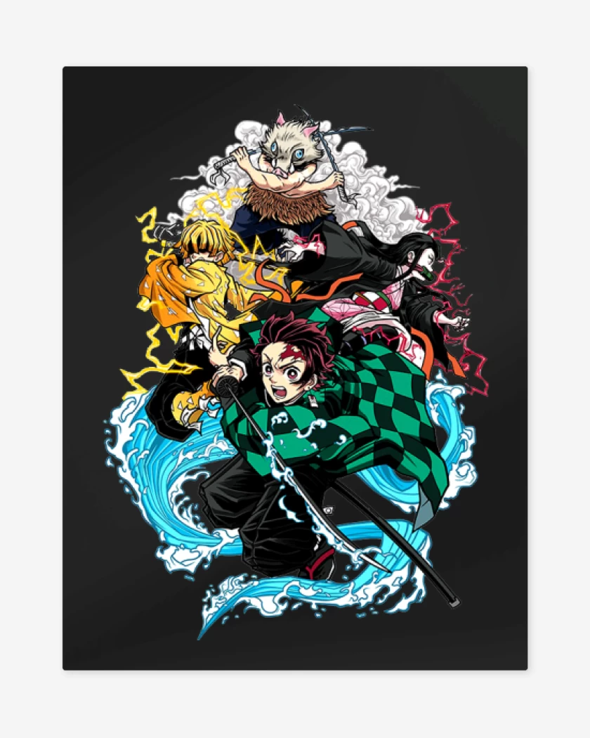 Print metalico Negro de demon slayer 2