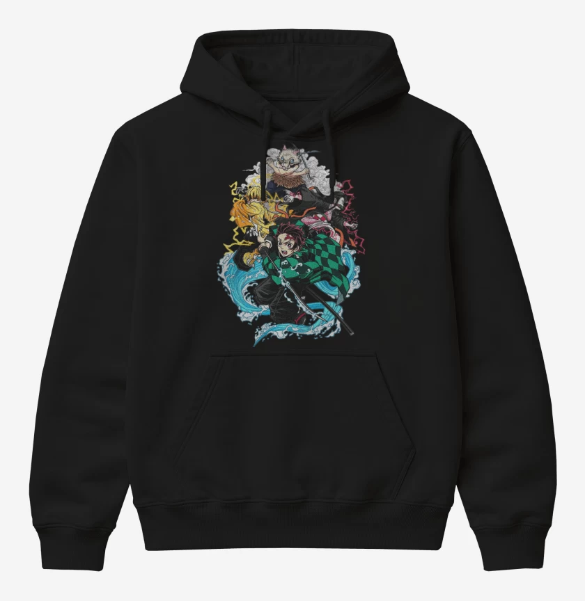 Poleron Canguro básico Negro de demon slayer 2