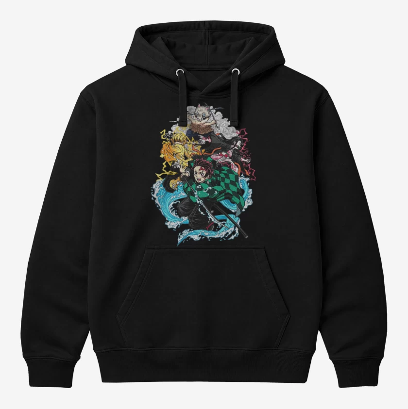 Polerón Canguro Negro de demon slayer 2