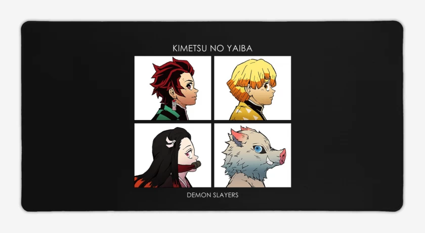Mouse pad Gamer Negro de demon slayer 3