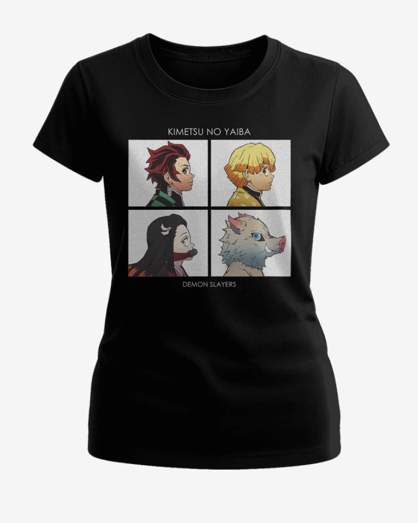 Polera de Mujer Negro de demon slayer 3