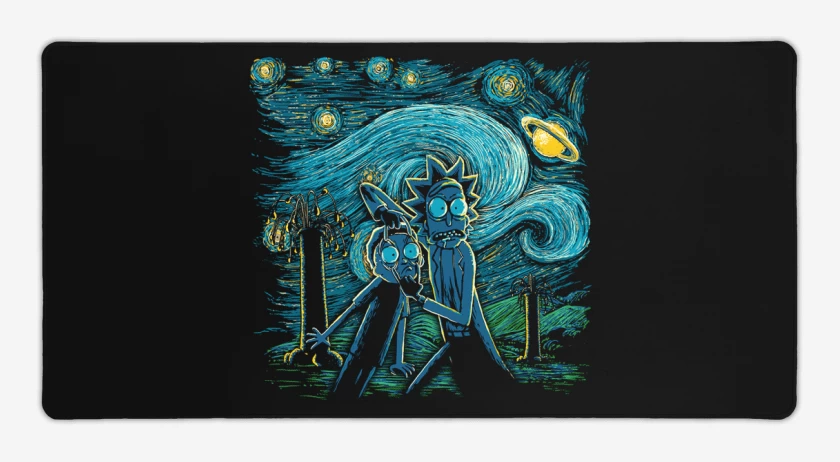 Mouse pad Gamer Negro de Rick and morty estrellado