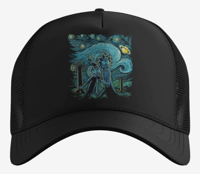 Gorro Negro de Rick and morty estrellado