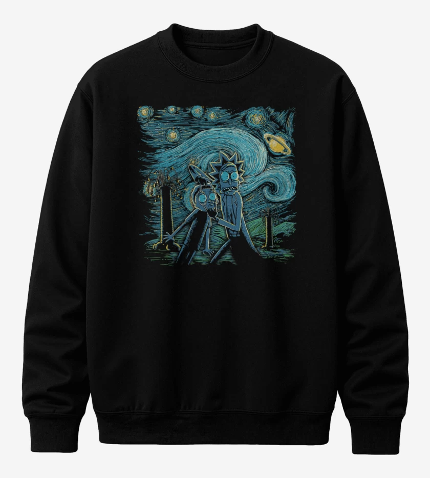 Poleron polo Negro de Rick and morty estrellado