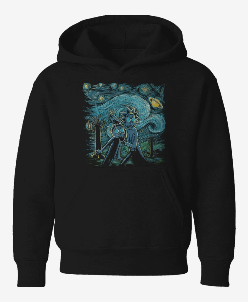 Poleron de niño Negro de Rick and morty estrellado