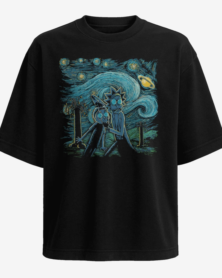 Polera Oversize Rick and morty estrellado