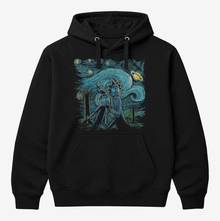 Polerón Canguro Negro de Rick and morty estrellado