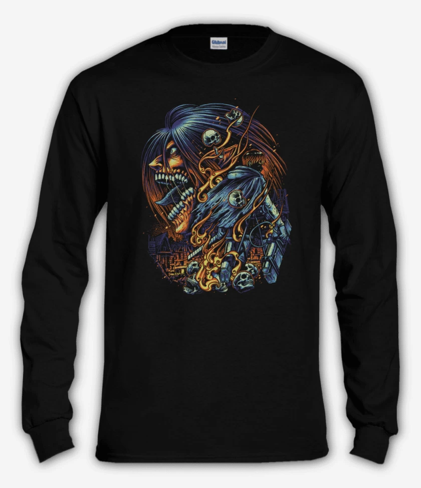 Polera manga larga Negro de Titan de ataque