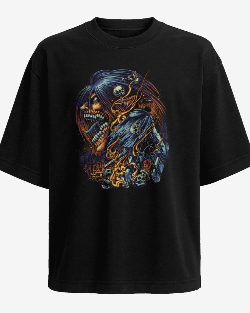 Polera Oversize Negro de Titan de ataque