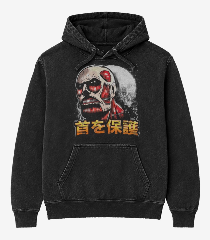 Poleron Canguro Acid Wash Negro de Titan tu tan tontin