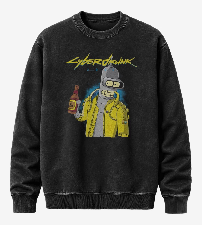 Poleron Polo Acid Wash Negro de Cyberdrunk 3000