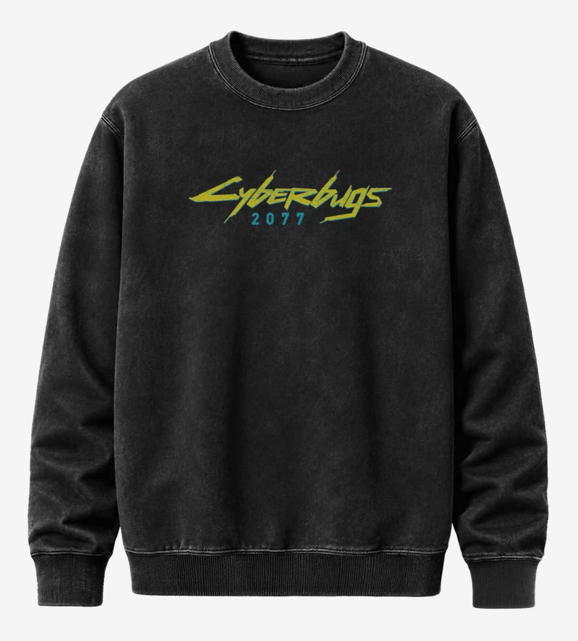 Poleron Polo Acid Wash Negro de Cyberbugs 