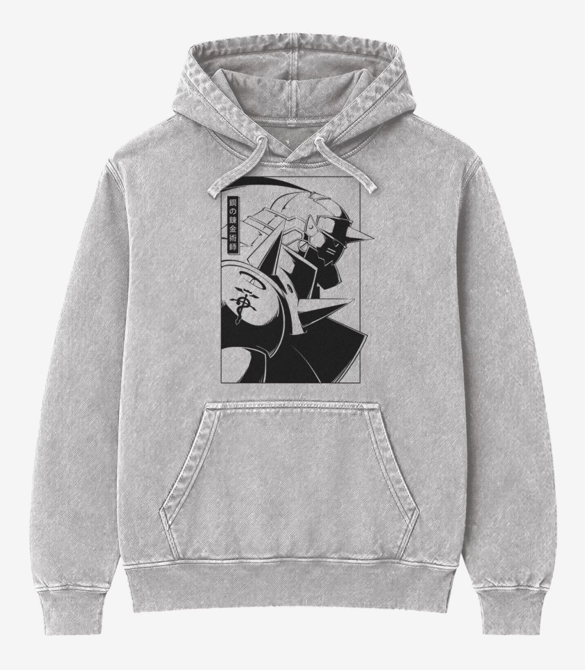 Poleron Canguro Acid Wash Gris Melange de Elric