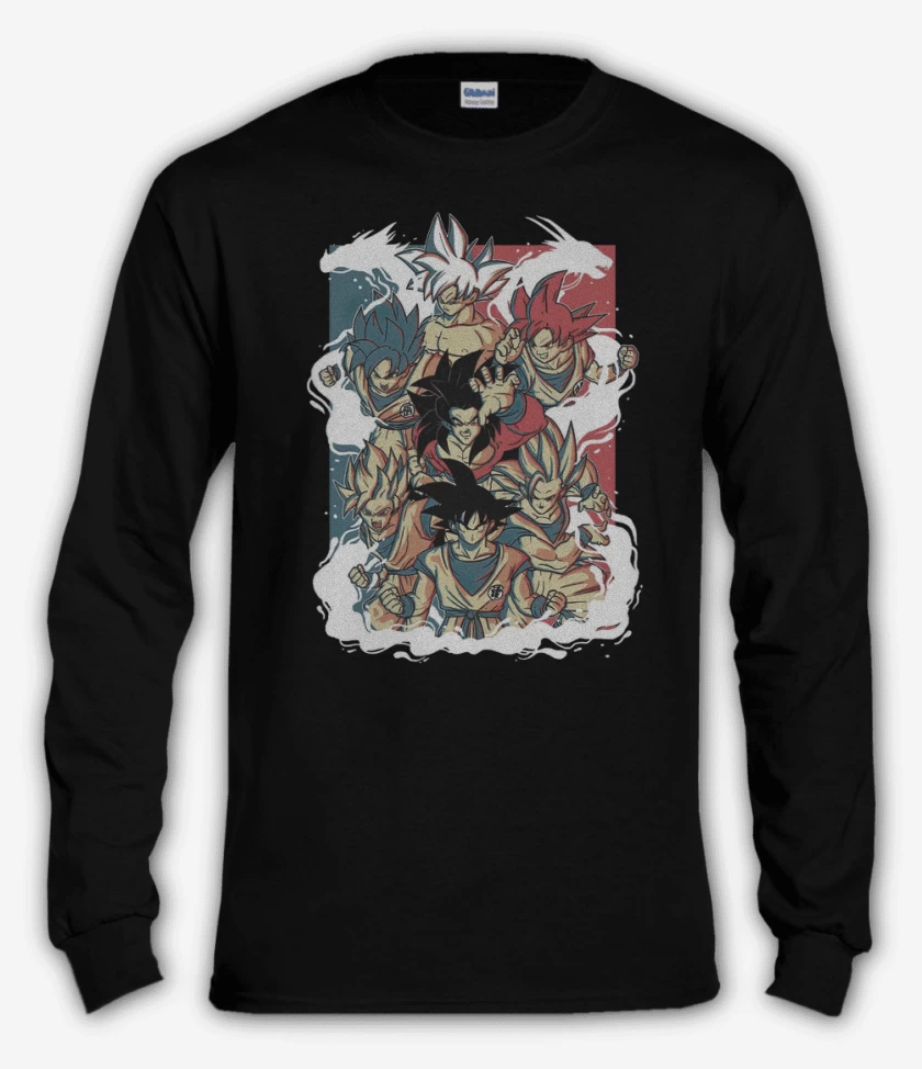 Polera manga larga Negro de Todos los Gokus