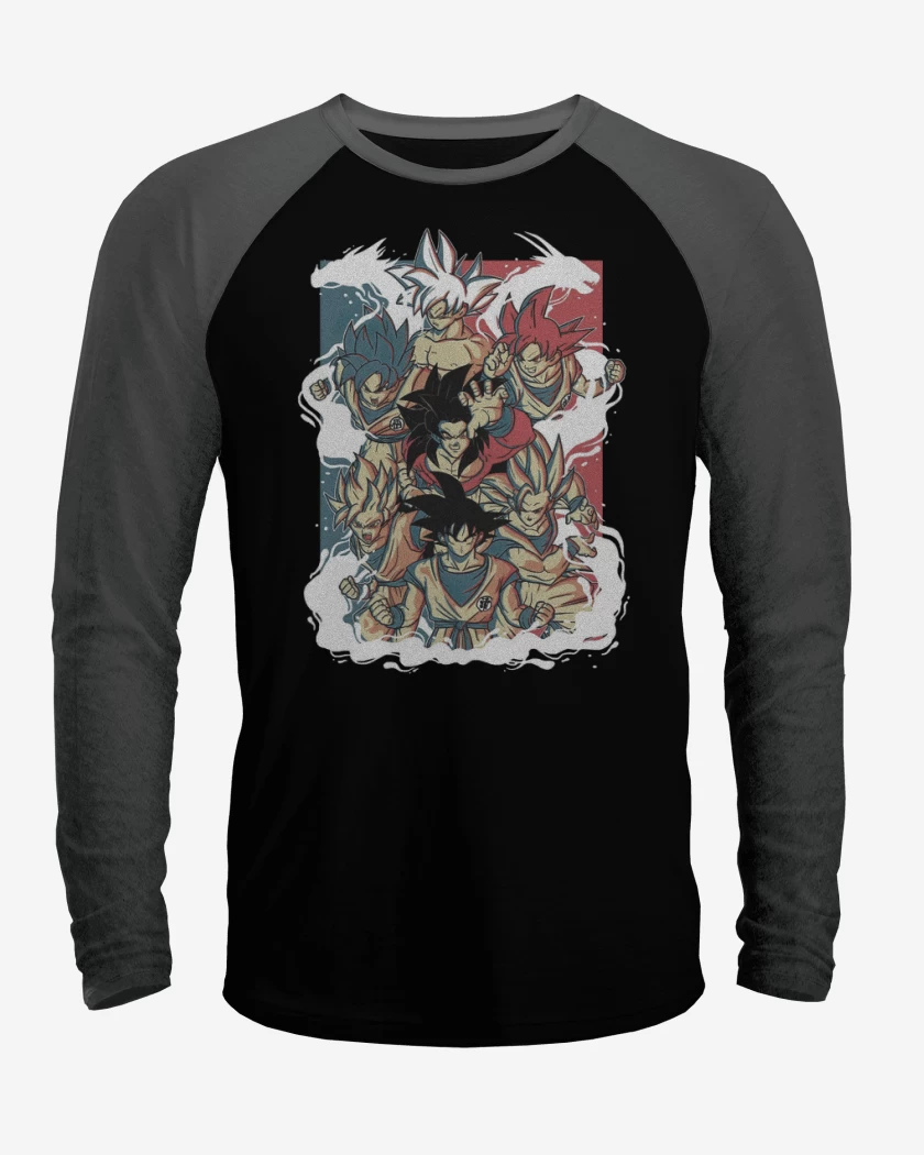 Polera Raglan Negro / Negro Heather de Todos los Gokus
