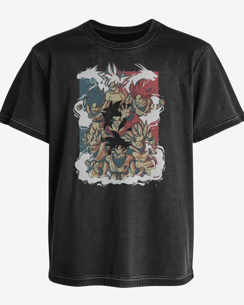 Polera desgastada Negro de Todos los Gokus